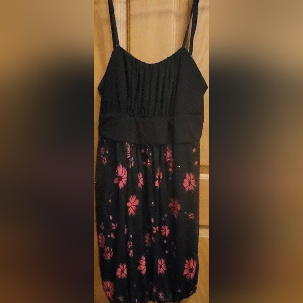 Floral Black and Red Mini Dress
